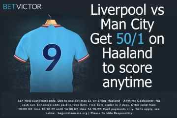 Haaland 50/1 para anotar en cualquier momento durante Liverpool vs Man City con BetVictor