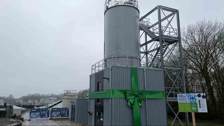 Un nuevo componente de la planta de tratamiento de aguas residuales de Oijen elimina los residuos farmacéuticos de las aguas residuales (foto: Megan Hanegraaf).