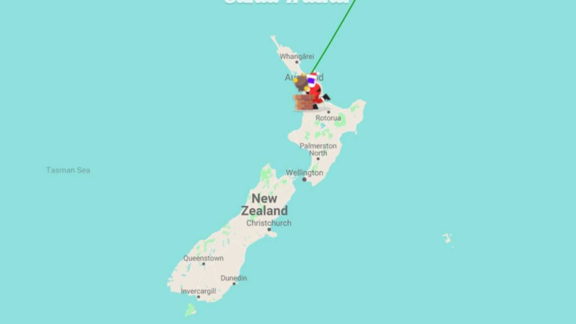 Google Santa Tracker'da Yeni Zelanda'daki Noel Baba