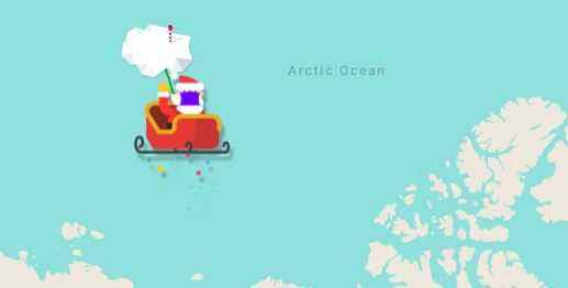 Arktik Okyanusu üzerinde Noel Baba