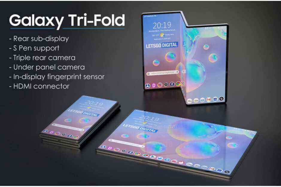 Samsung'un üçe katlanır telefon tasarımı nihayet şekilleniyor (oluşturuyor)