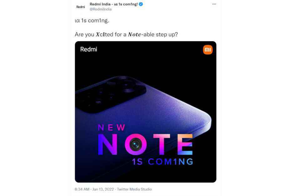 Xiaomi'nin Redmi Note 11S'nin Twitter teaser'ının bir ekran görüntüsü - Redmi Note 11S ilginç Tweet'te yayınlandı
