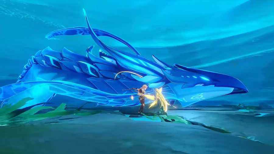 Lantern Rite etkinliğinde büyük bir mavi su yılanıyla savaşmak