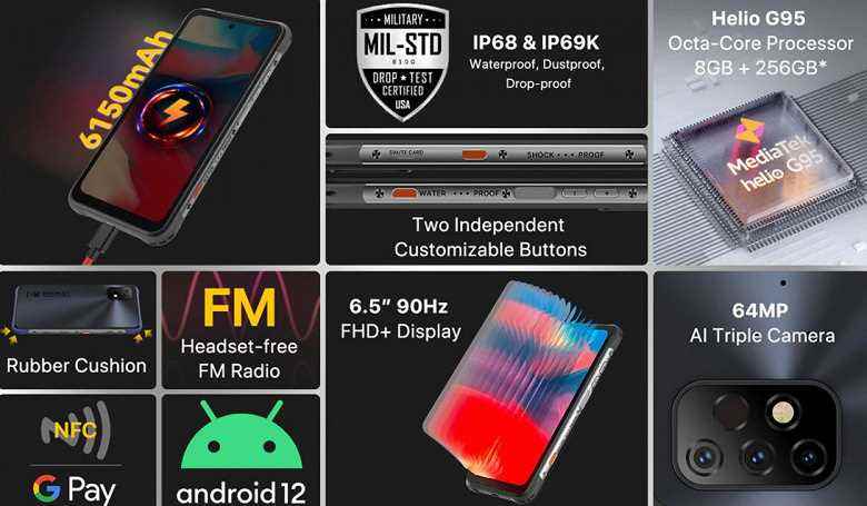 240 $ karşılığında 6150 mAh, 64 MP, Android 12, NFC, kızılötesi termometre ve IP69 koruması.  Sağlam özerklik canavarları Umidigi Bison GT2 ve GT2 Pro tanıtıldı