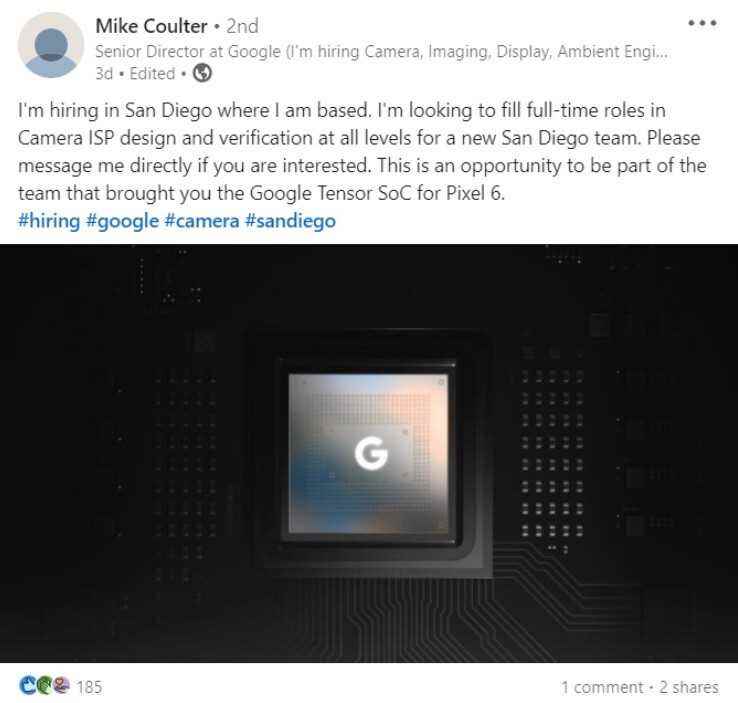 Google'ın kıdemli direktörü Mike Coulter, LinkedIn'de Google'ın işe alım yaptığını açıkladı - Google, bu haberle Pixel 7 kameralarını yeni bir düzeye taşımayı hedefliyor