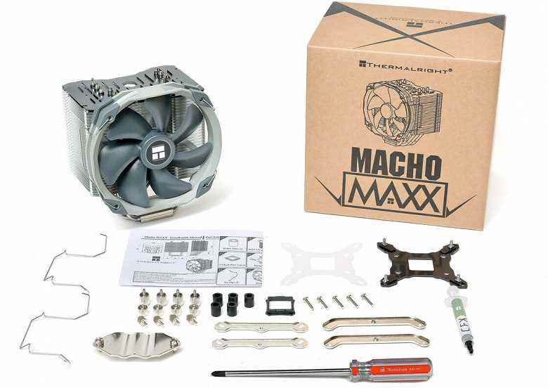 Thermalright Macho MAXX soğutucu tasarımı, altı ısı borusu ve 140 mm'lik bir fan içerir