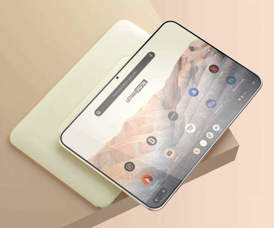 Google'ın patentini temel alan Pixel tabletin Ürün Görseli - Android destekli Pixel tablet yüzeyinin renderları;  resimler Google patentine dayanmaktadır