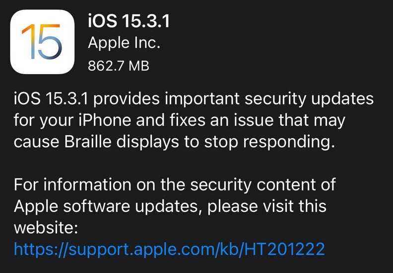 Apple'ın iOS 15.3.1'de acil bir güvenlik düzeltmesi var - Apple, ciddi bir Safari açığını düzeltmek için iOS 15.3.1'i yüklemenizi istiyor