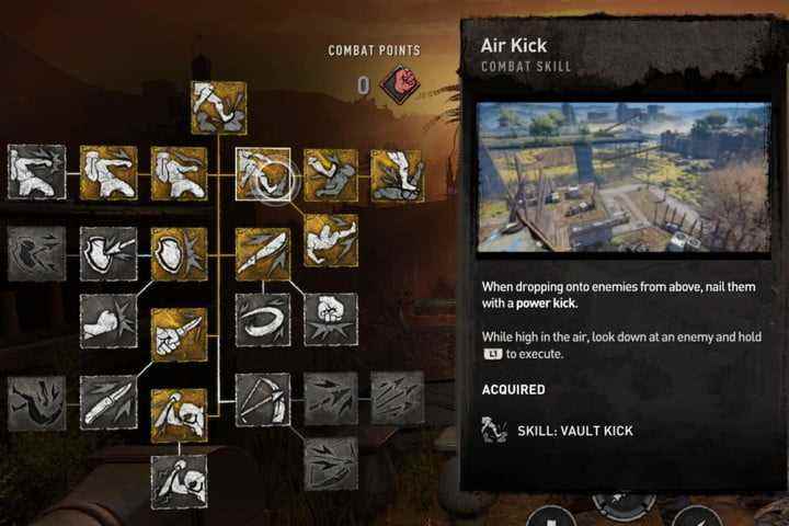 Dying Light 2'deki Air Kick dövüş becerisi.
