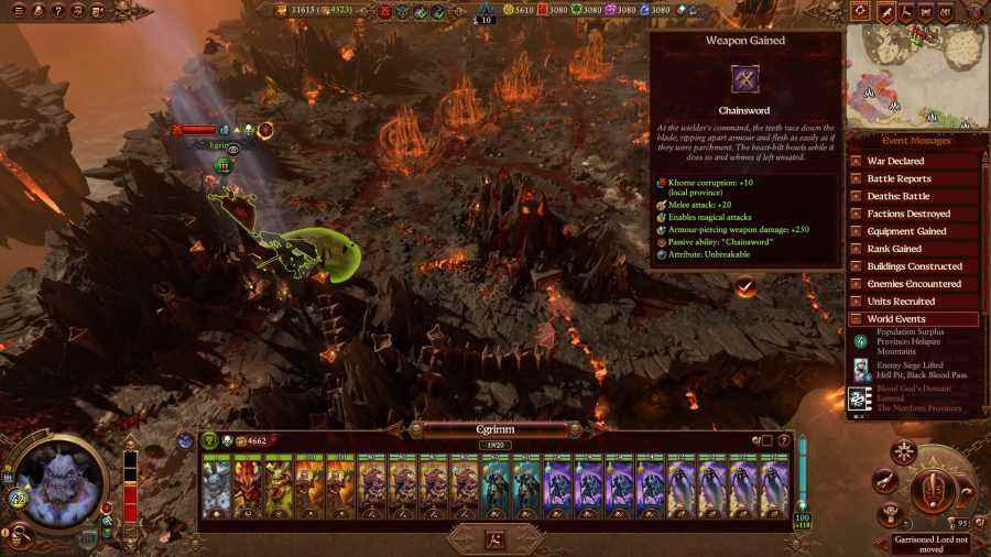 Chainsword Khorne, Total War: Warhammer 3 incelememiz sırasında iş yapıyor