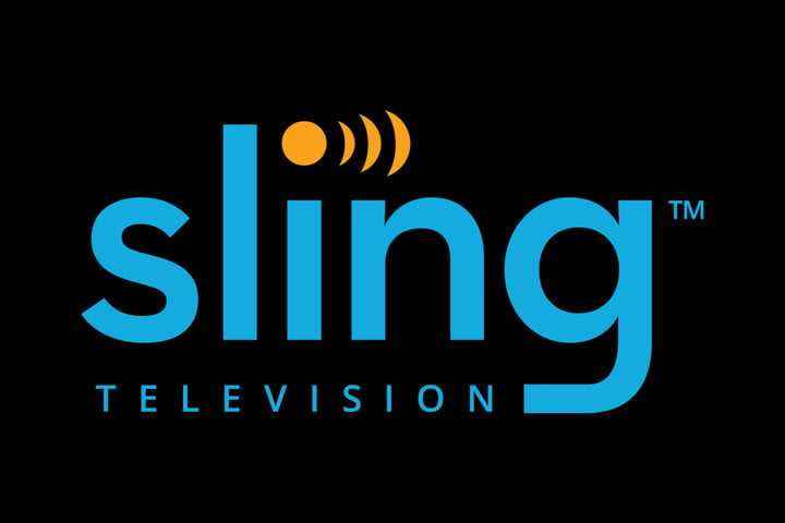 Karanlık bir arka planda Sling TV logosu.