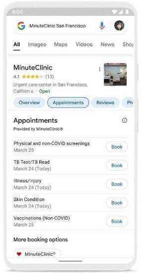 Doğrudan telefonunuzdan MinuteClinic ile randevu alın - Google yakında aramayı kullanarak bir sağlık hizmeti randevusu almanıza izin verecek