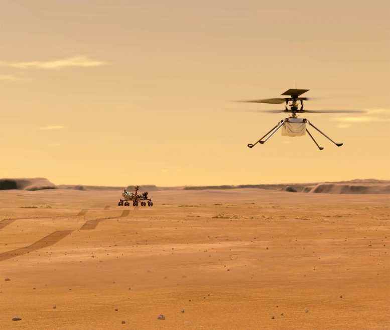 Mars'ta Azim Üstündeki Helikopter