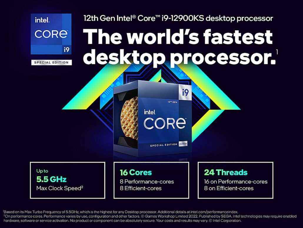 Dünyanın İlk ve En Hızlı 5.5 GHz Masaüstü CPU'su Intel Core i9-12900KS, 5 Nisan'da Piyasaya Sürülecek