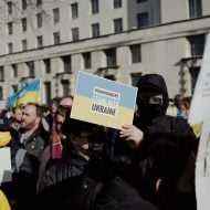 Ukrayna'yı destekleyen bir gösterinin ön izlemesi.