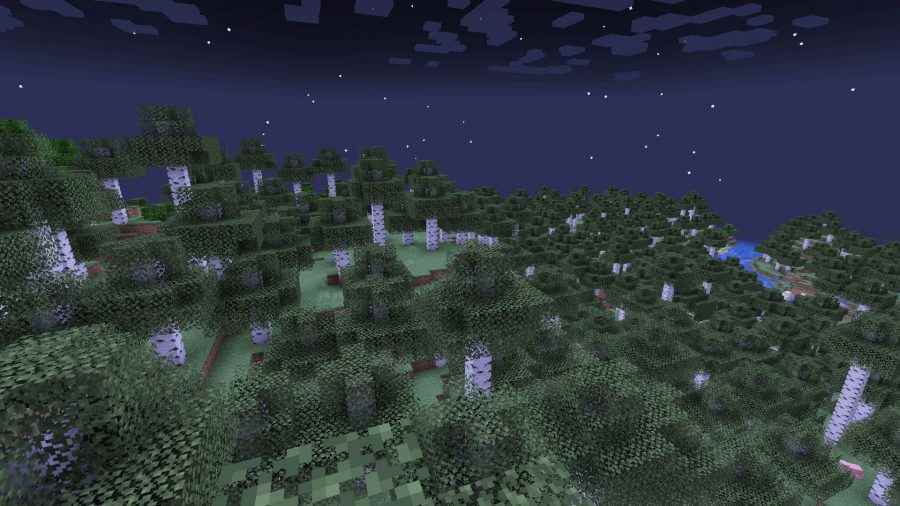 Minecraft biyomlarından biri olan tayga olarak da bilinen ormanlık bir yamaç