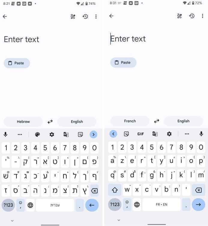 Google Çeviri, Gboard QWERTY'yi soldan sağa sırasıyla İbranice ve İspanyolca olarak otomatik olarak değiştirir - Yeni özellik, siz yazarken Gboard QWERTY'yi otomatik olarak yeni bir dile değiştirir