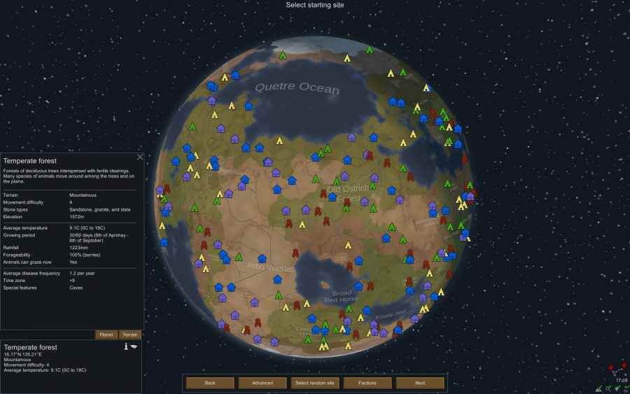 En iyi Rimworld modları: yerleşim yerlerini gösteren dünya haritası