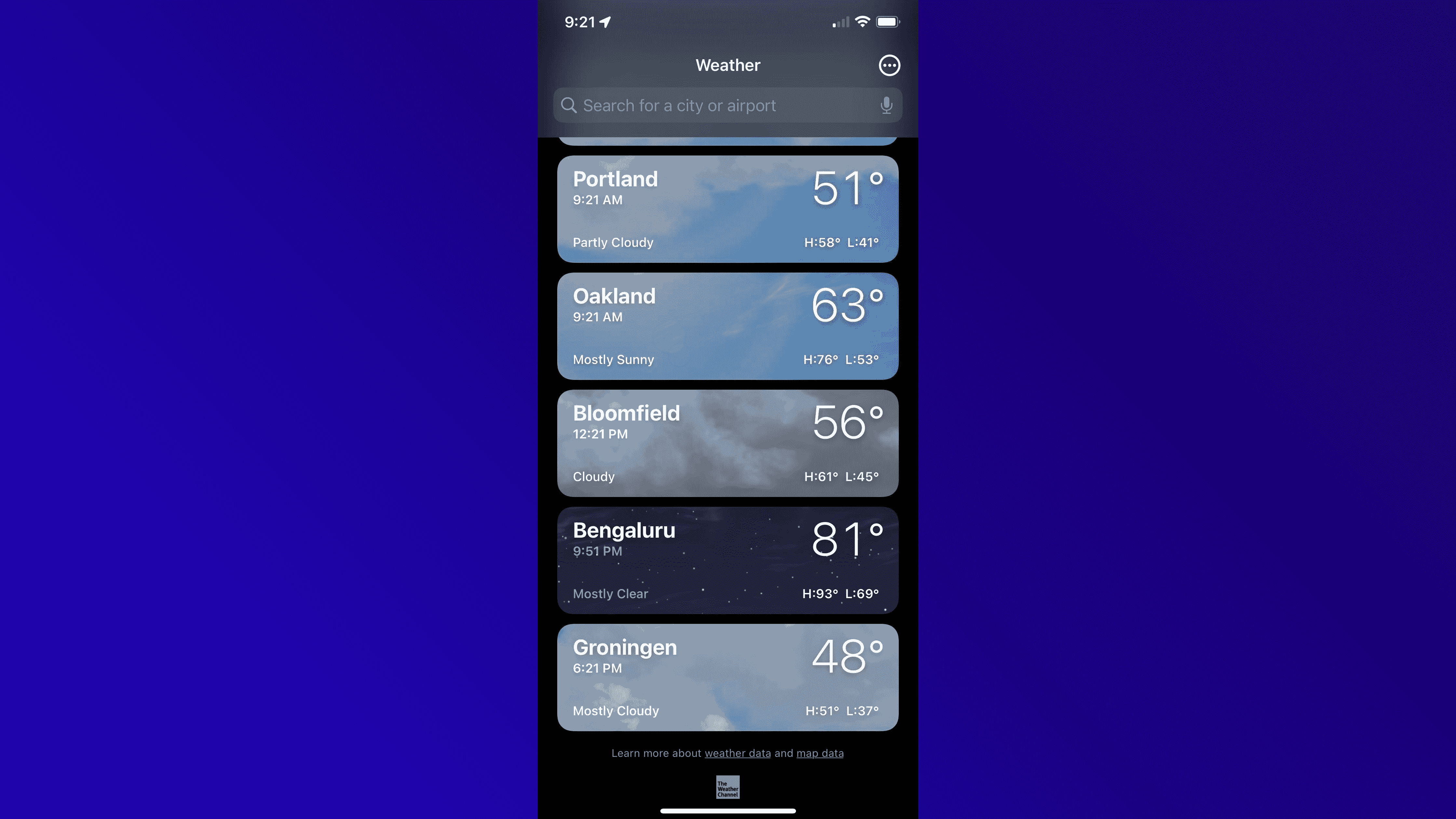 iPhone 12'de iOS Hava Durumu uygulaması