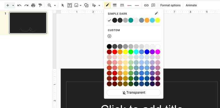 Google Slaytlar'da Çizgi Rengi'ni seçin.