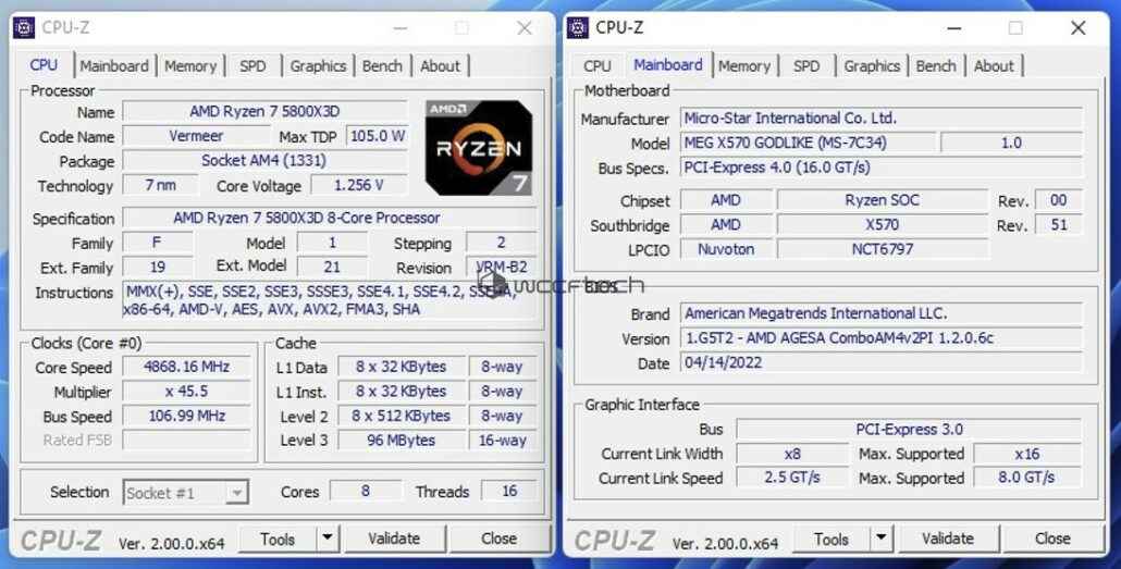 AMD Ryzen 7 5800X3D CPU, MSI'ın X570 GODLIKE Anakart 2'sinde Neredeyse 4.9 GHz Hız Aşırtmasına Ulaşıyor