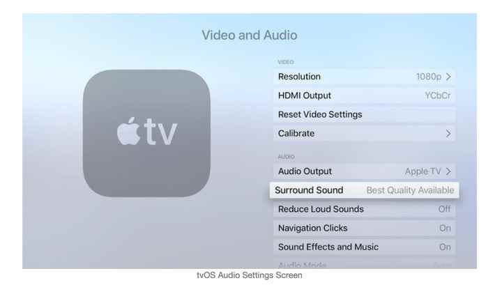 Apple TV Video ve Ses bölümü.
