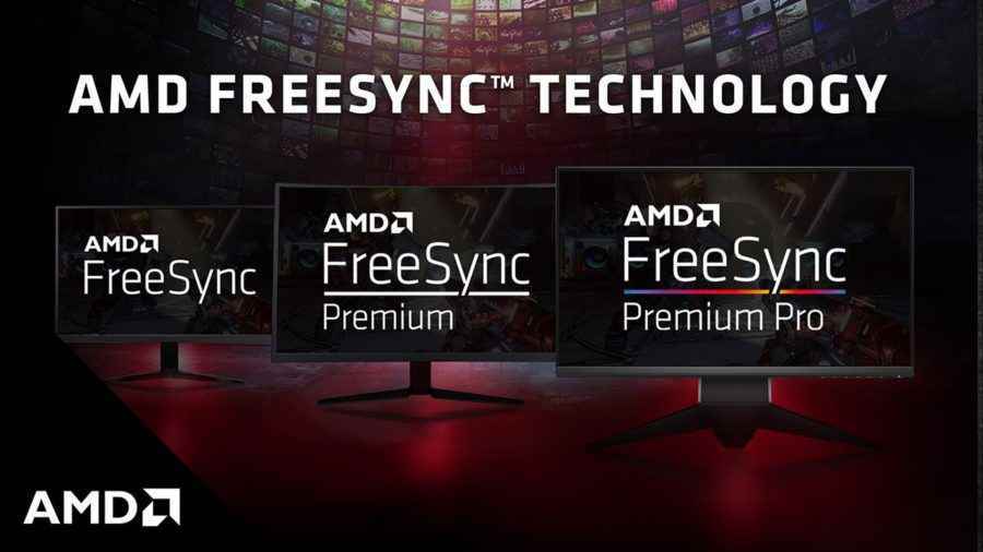 AMD FreeSync: FreeSync Premium ve FreeSync Premium Pro için metin görüntüleyen üç monitör