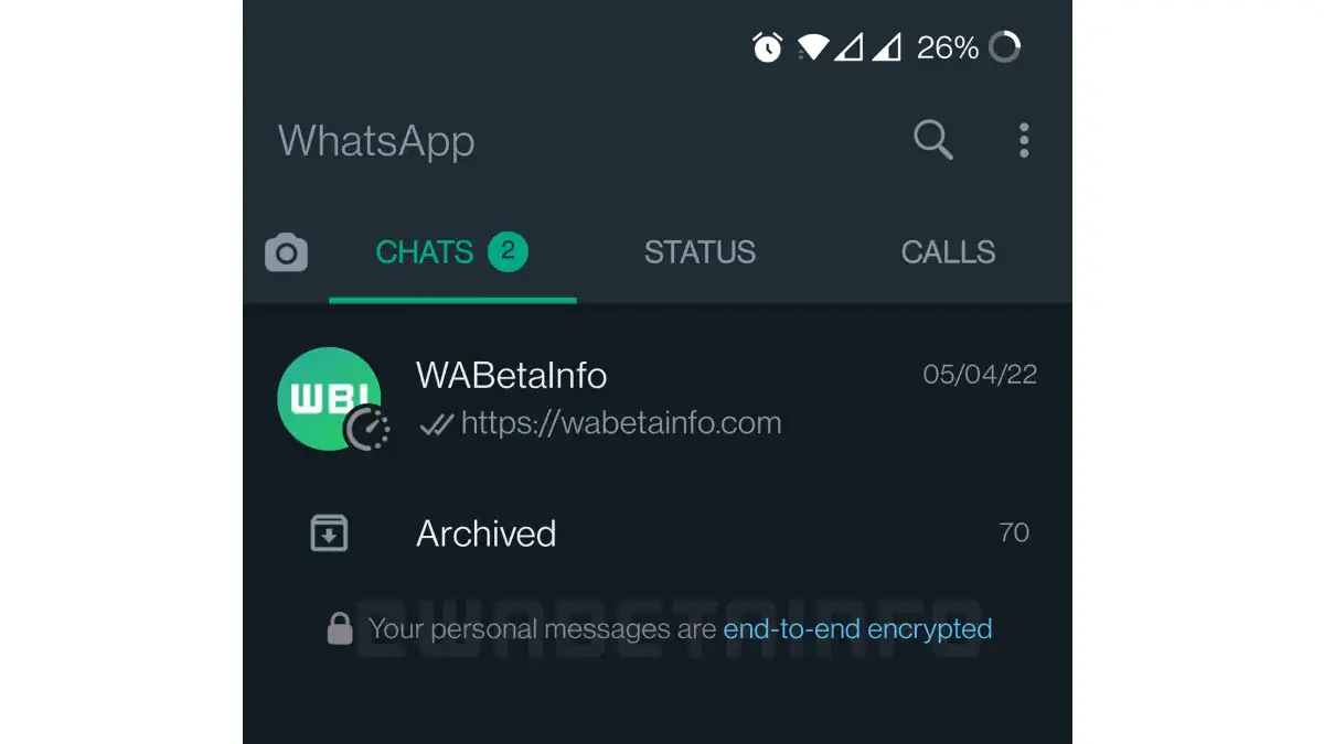 whatsapp uçtan uca şifreleme altbilgi dipnot görüntüsü wabetainfo WhatsApp