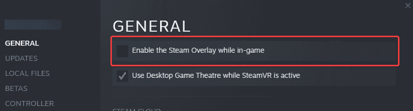 Bazı Steam oyunlarında Steam Overlay'i devre dışı bırakmak kararlılığı artırabilir
