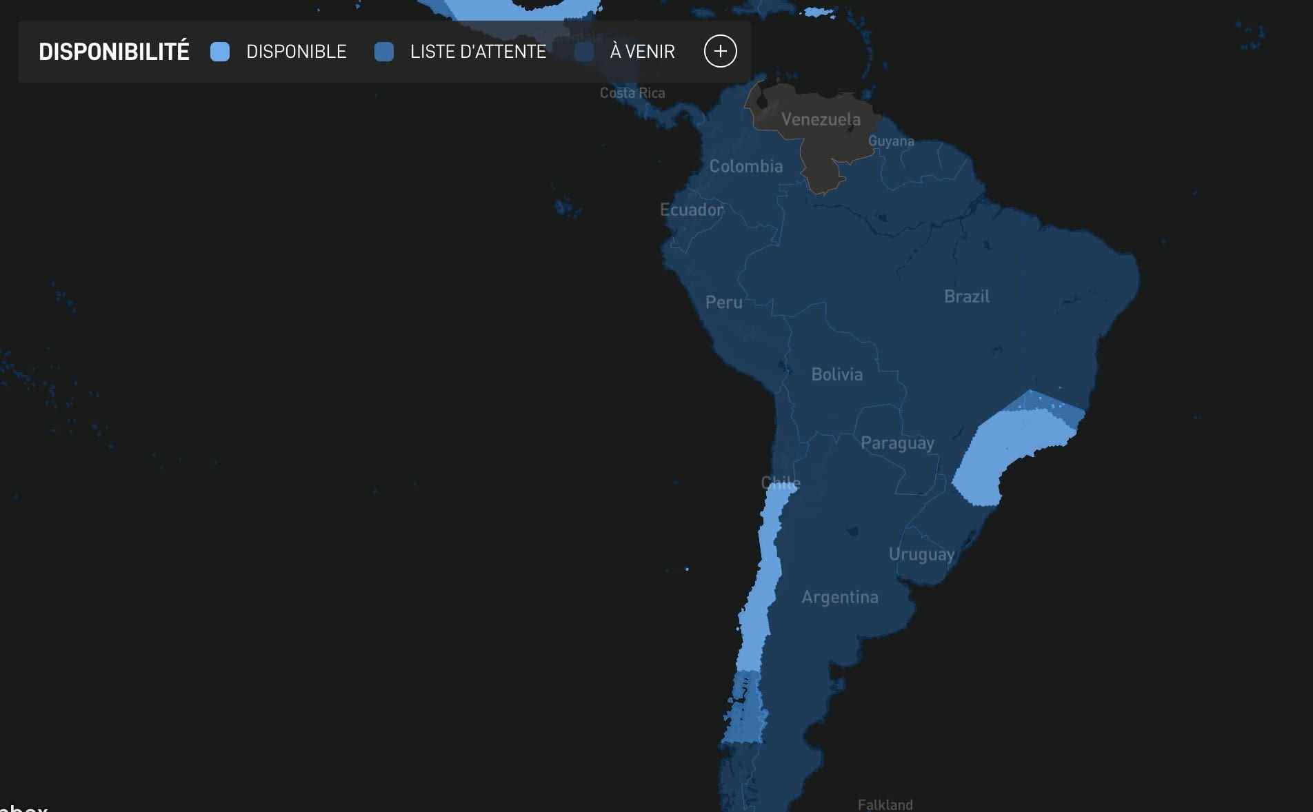 Starlink Dağıtım Güney Amerika Haritası