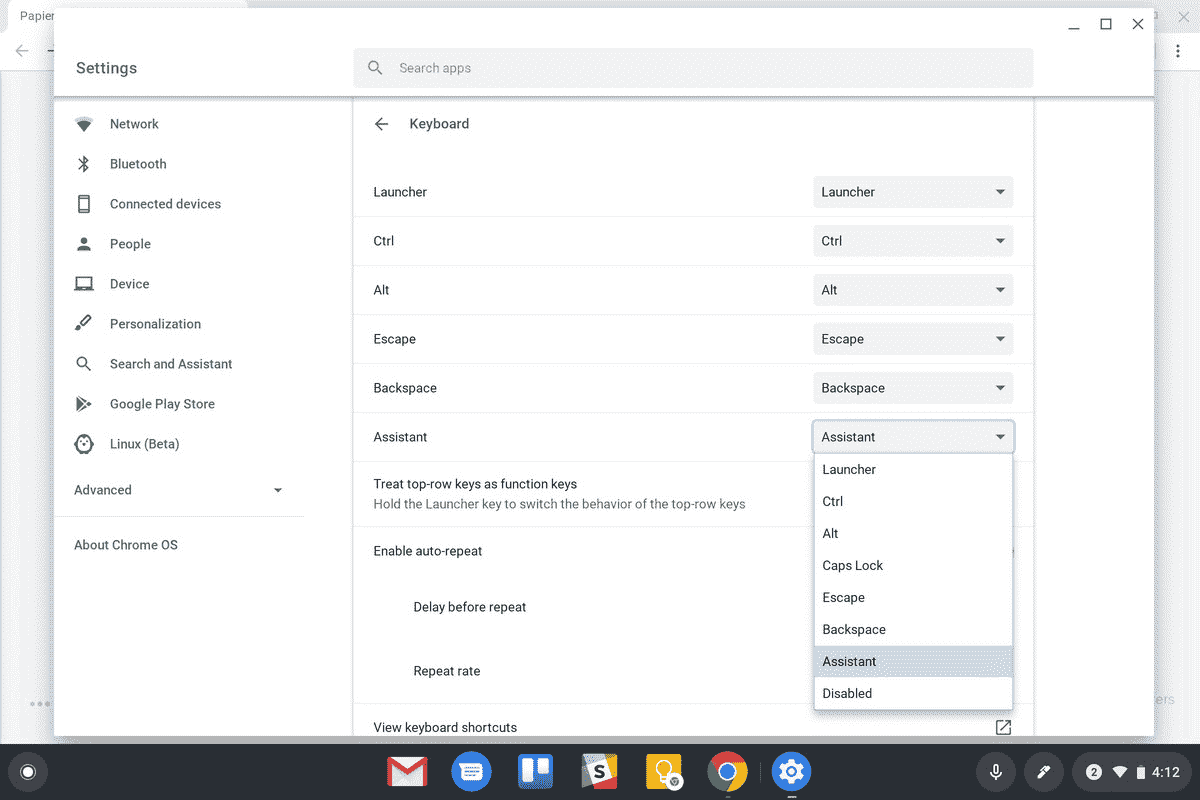 Chromebook klavye değiştirme sayfası