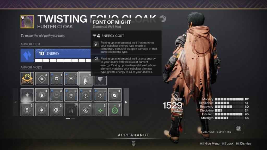 Destiny 2 Cloak Mod Yazı Tipi Might of Might