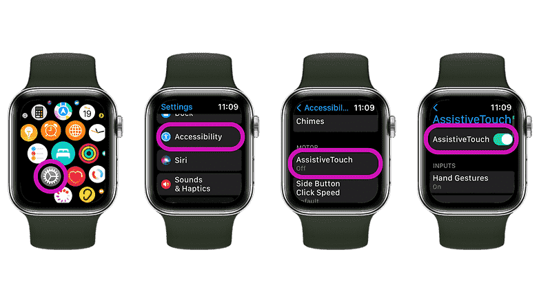 Apple Watch'ınızda Activer l'AssistiveTouch