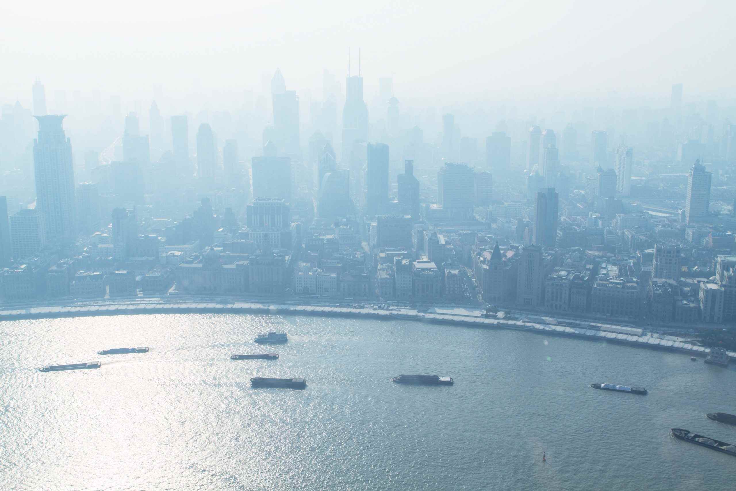 Şanghay şehrinin havadan görünümü.