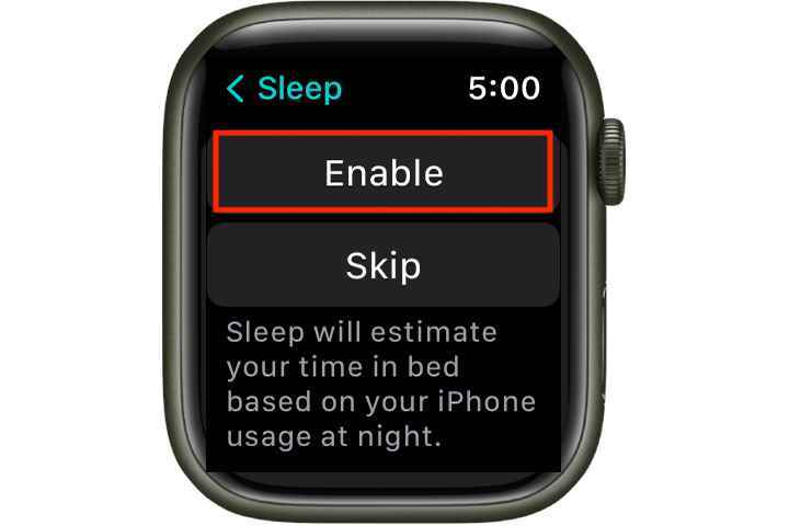 Apple Watch, uyku izleme kontrolünü etkinleştirir.