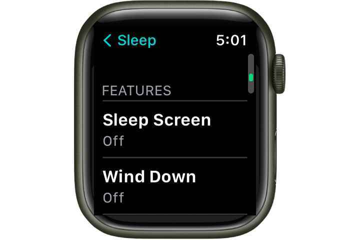 Apple Watch uyku ekranı arayüzü.