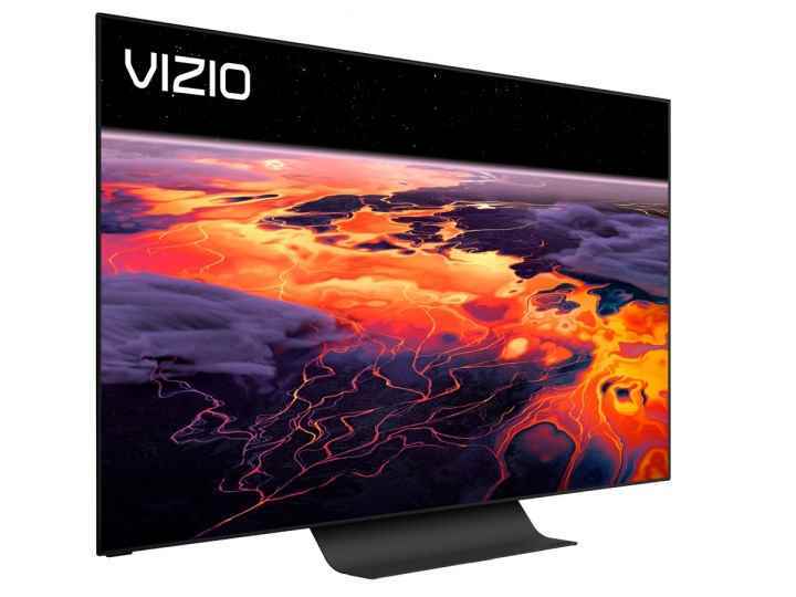 Beyaz bir arka planda Vizio 65 inç Sınıfı OLED 4K TV.