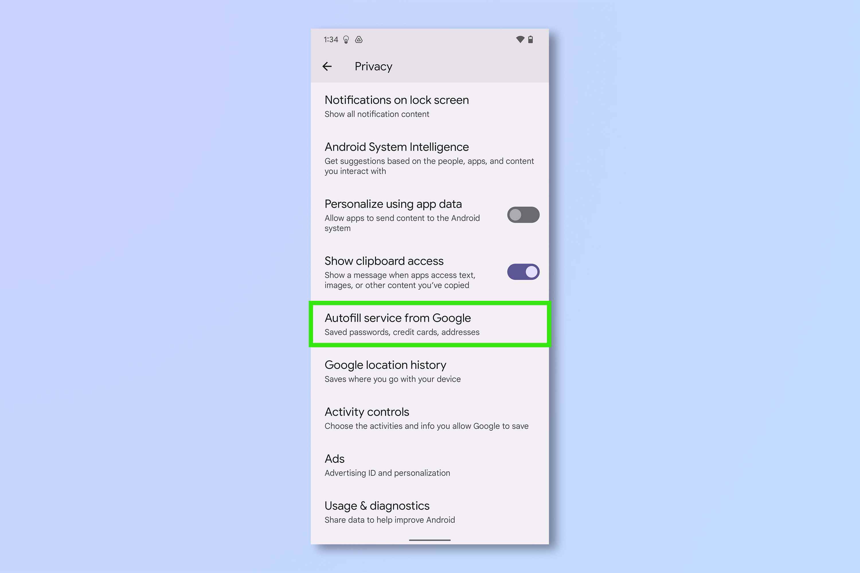 Android ana ekranınıza bir Google Şifre yöneticisi kısayolu eklemek için gereken adımları gösteren bir ekran görüntüsü