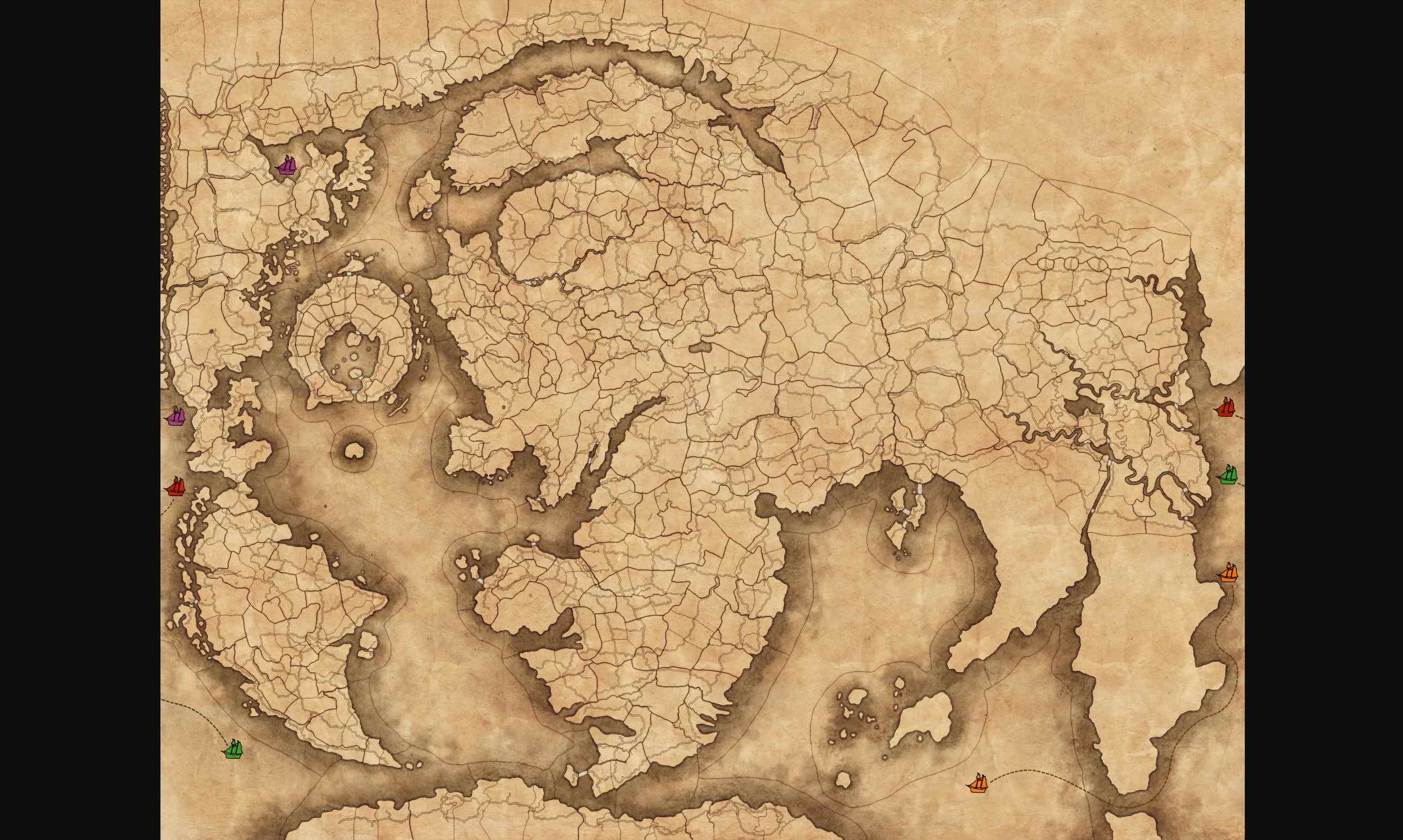 Total War: Warhammer 3 Immortal Empires haritası, Sea Lanes işaretli