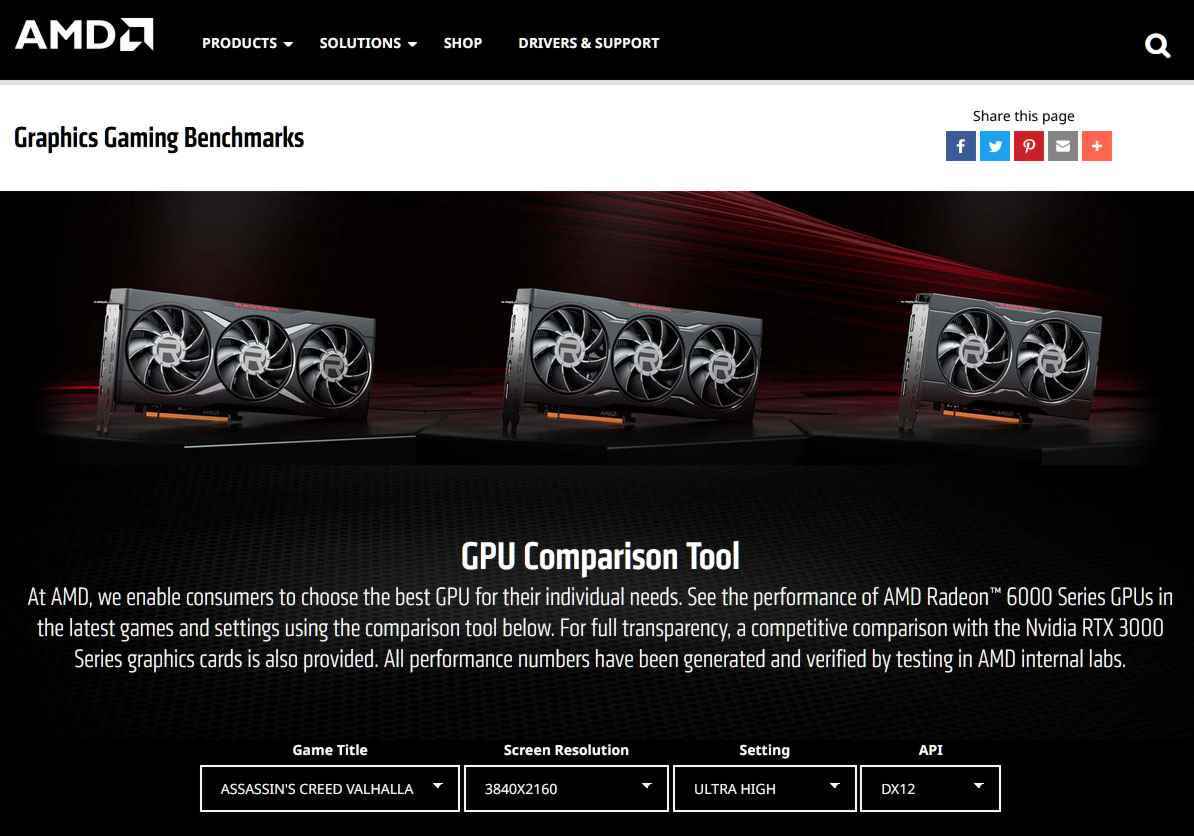 AMD'nin resmi GPU karşılaştırma aracı