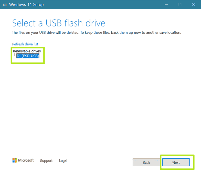 USB Flash sürücünüzü seçin