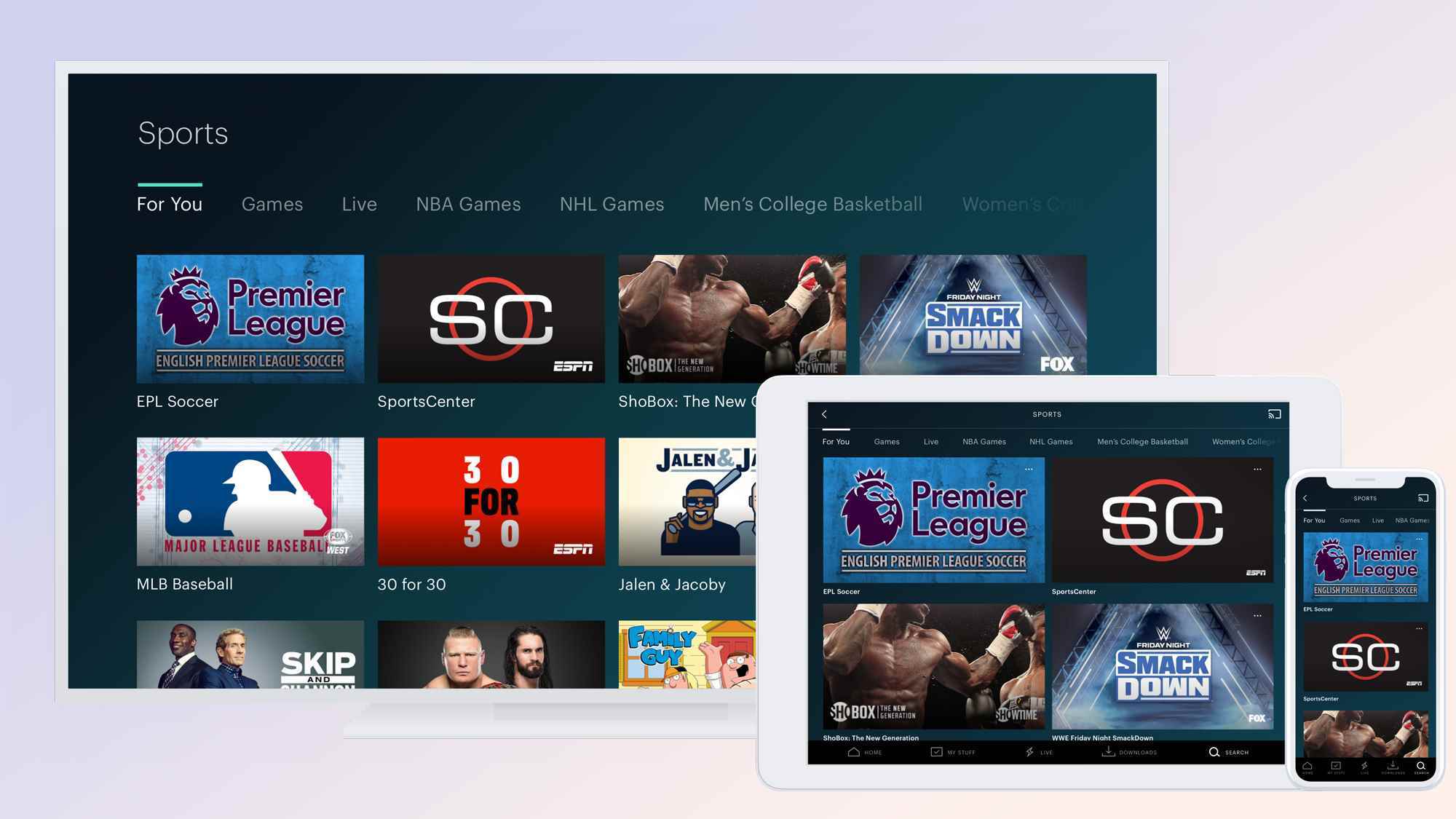 TV, tablet ve telefonda Canlı TV ile Hulu'da çok çeşitli spor içeriği