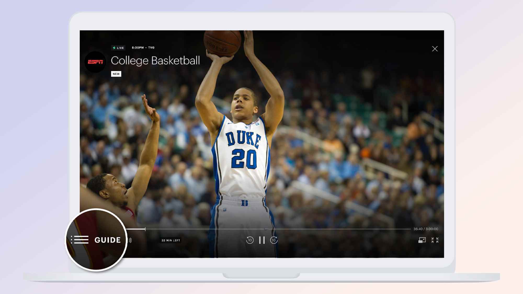 Canlı TV ile Hulu'da bir kolej basketbol maçı oynuyor