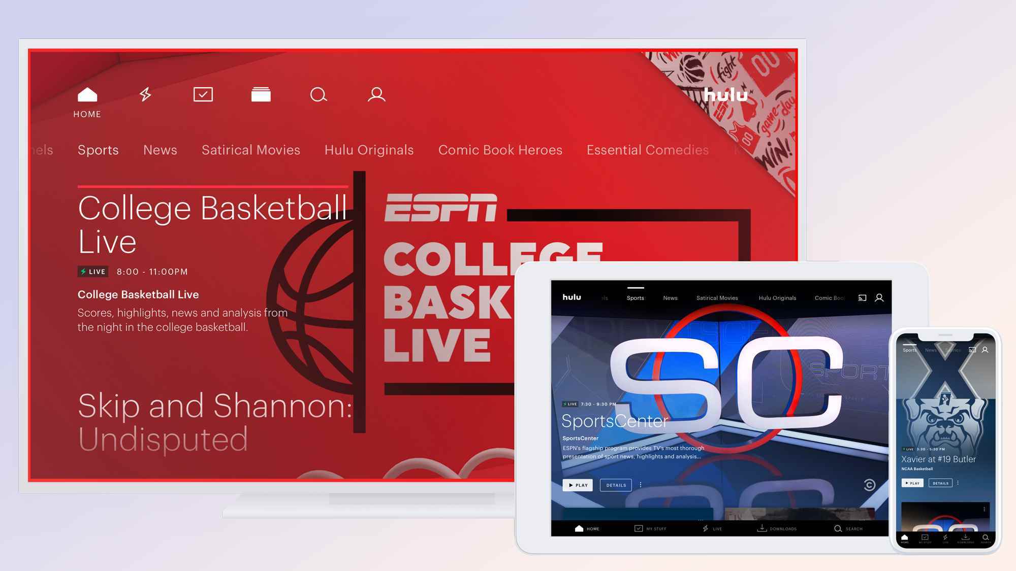 TV, tablet ve telefonda Canlı TV ile Hulu'da ESPN içeriği