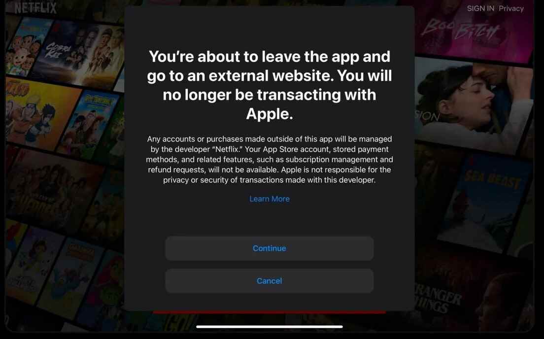 Netflix, Apple Vergisinden kaçıyor - Netflix, uygulamanın yayıncının kendi abonelik sitesine bağlanması nedeniyle sonunda Apple Vergisinden kaçıyor