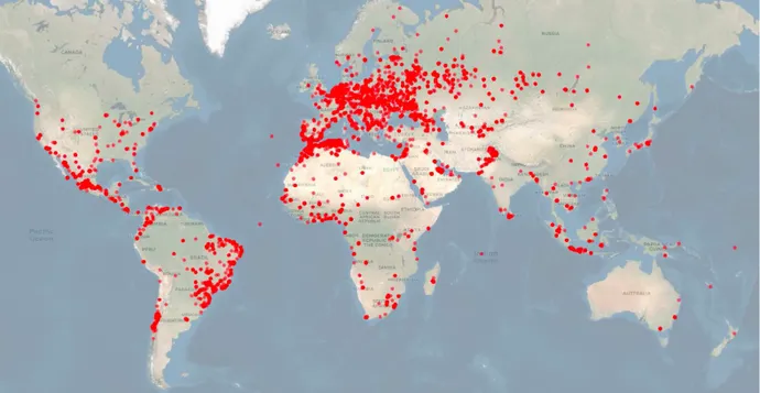 MiCODUS GPS izleyicilerinin küresel haritası.