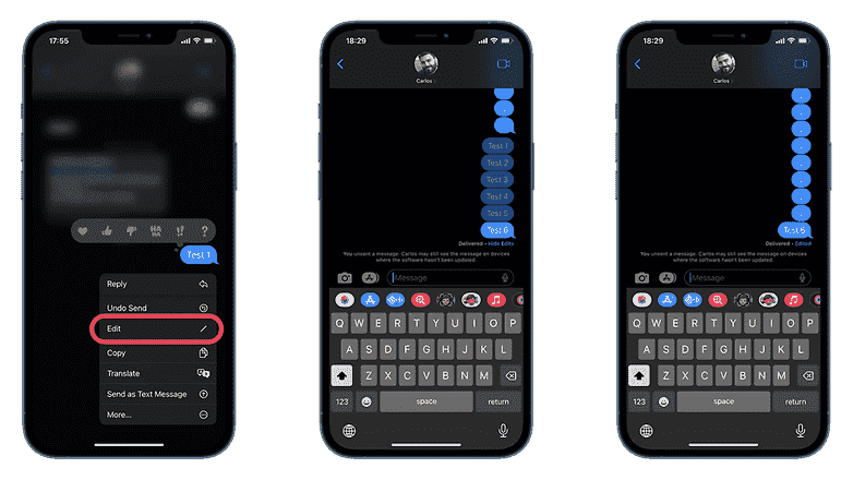 iOS 16'da iMessage'ın ekran görüntüleri