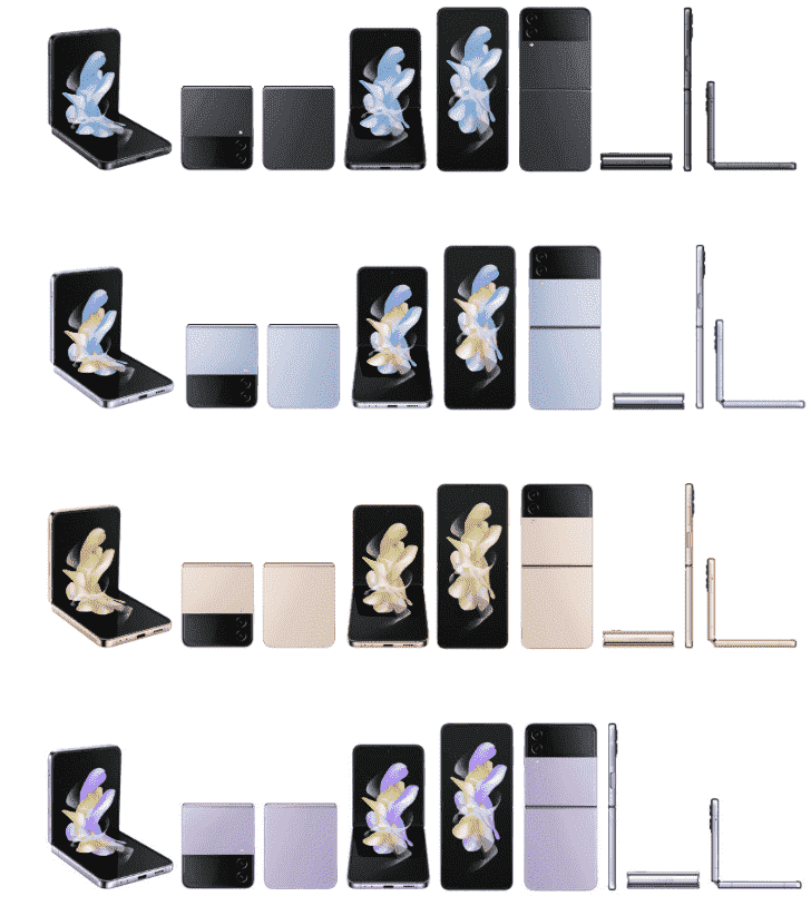 Samsung Galaxy Z Flip 4'ün render görüntüleri
