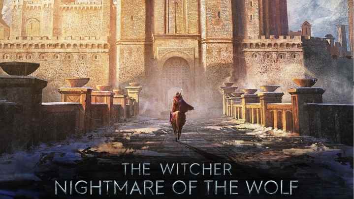 Vesemir'in atını Kaer Morhen'e doğru sürdüğü The Witcher prequel filminin tanıtım afişi.