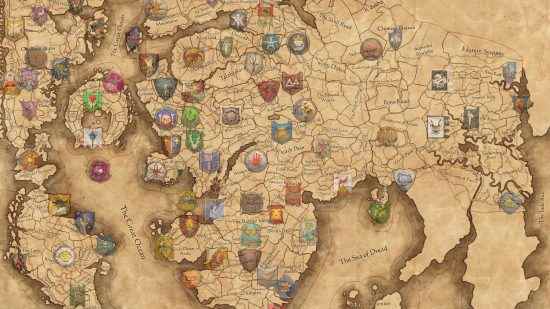 Başlangıç ​​pozisyonları ile Warhammer 3 Immortal Empires haritası